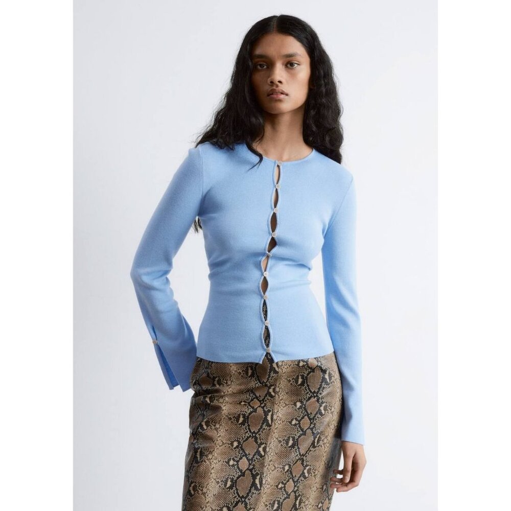 NWT & Other Stories Fitted Wool Cardigan in Light Blue Size L